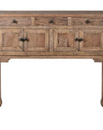 Reclaimed wooden console table with drawers.