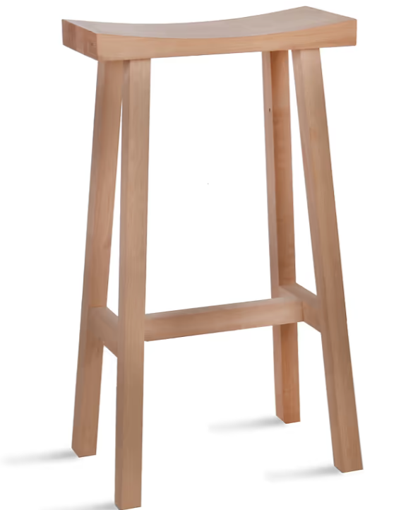 Product image of natural wooden saddle stool.