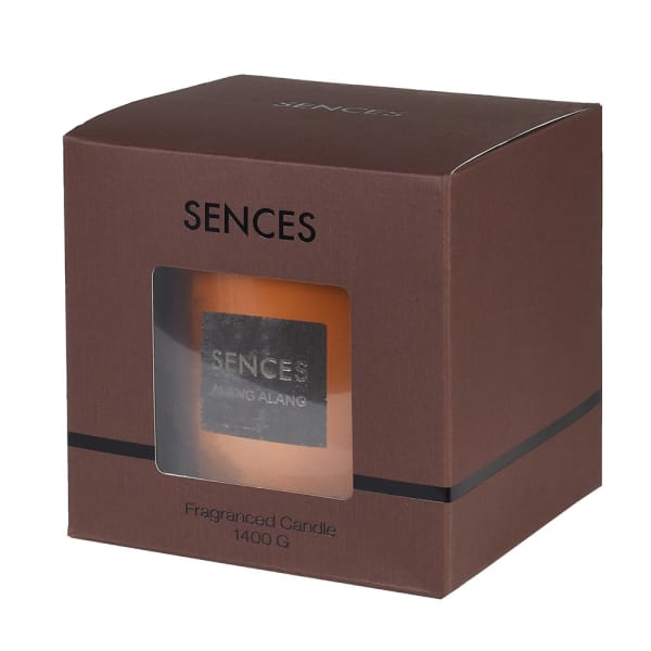 Sences amber 3 wick candle in presentation box.