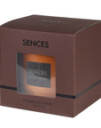 Sences amber 3 wick candle in presentation box.