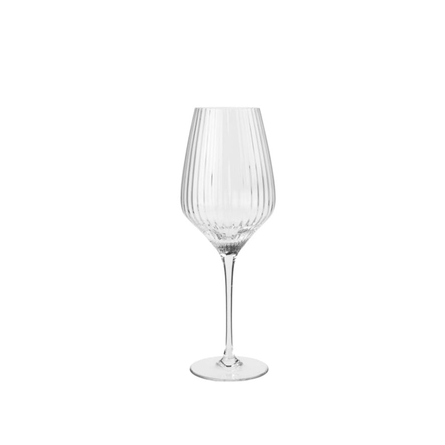 Ribbed red wine glass.