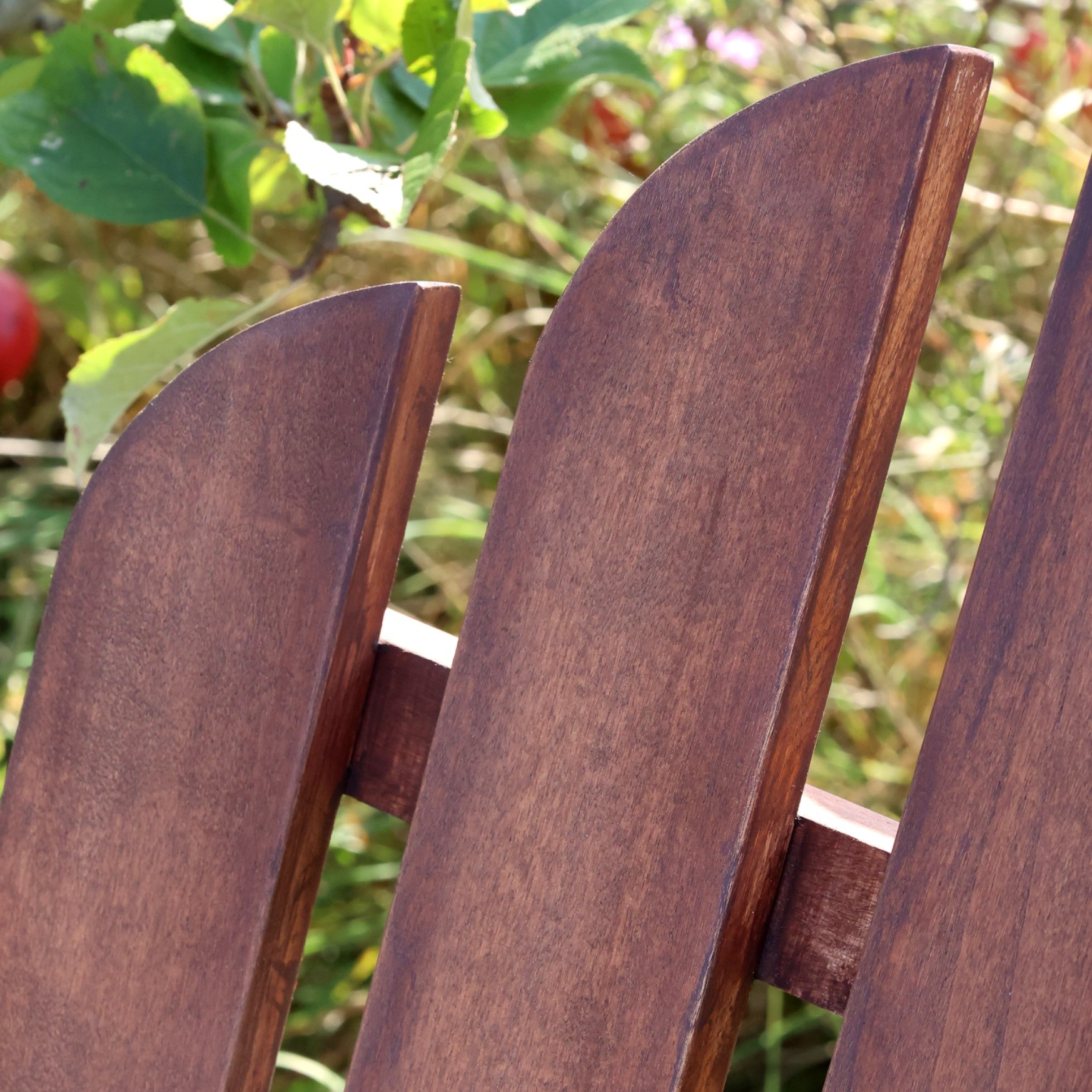 detailed shot of outdoor wooden chair.