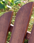 detailed shot of outdoor wooden chair.