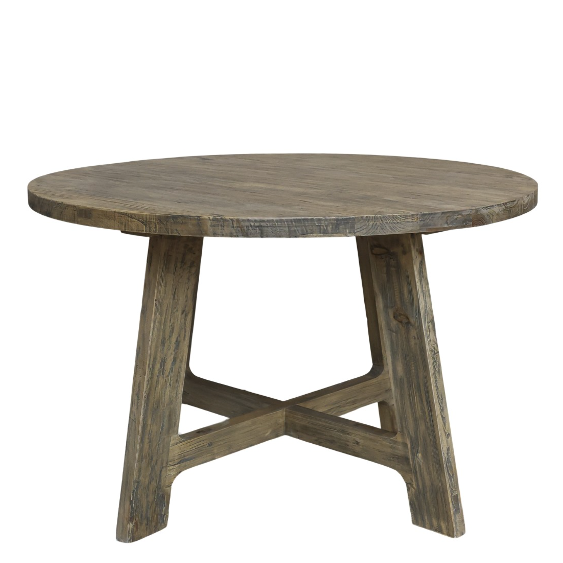 Round wood dining table.