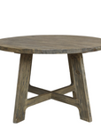 Round wood dining table.