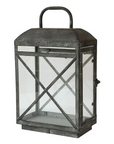 Antique Zinc & Glass Lantern with criss cross detailing