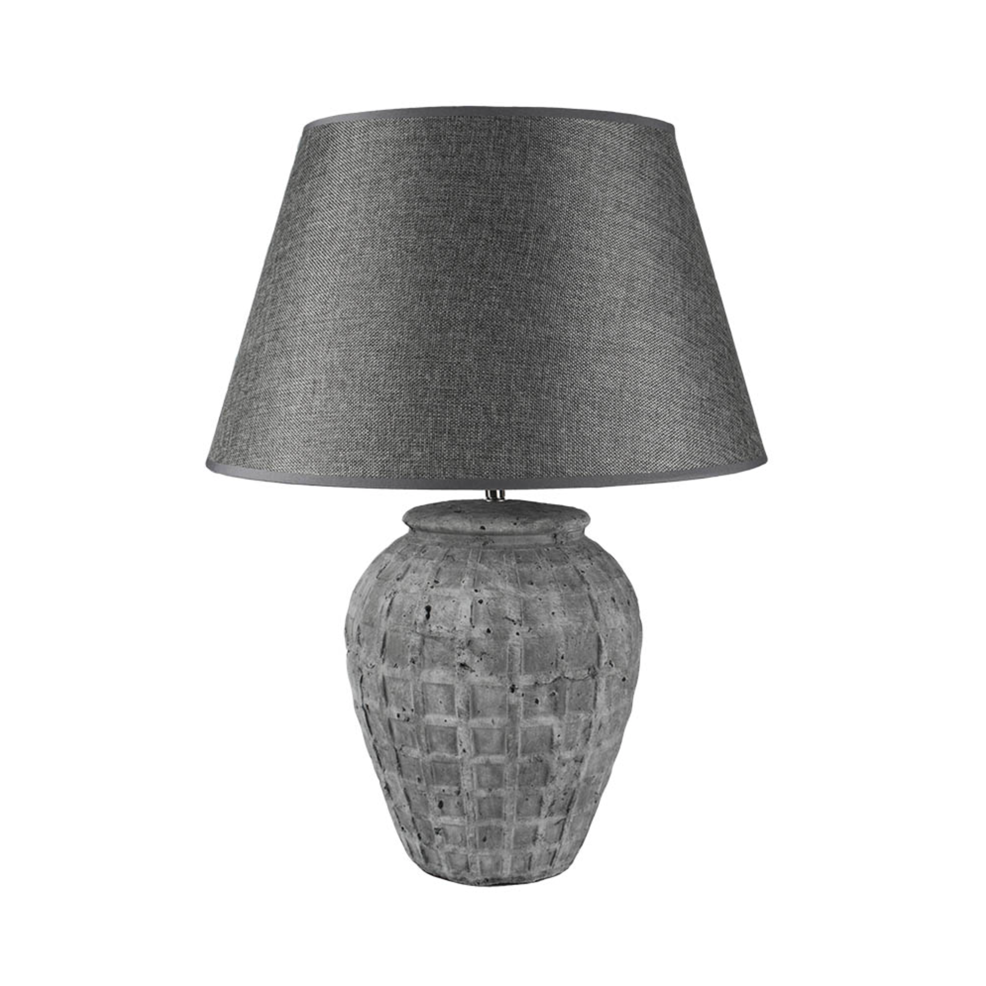 Grey Geometric Ceramic Lamp with Shade.