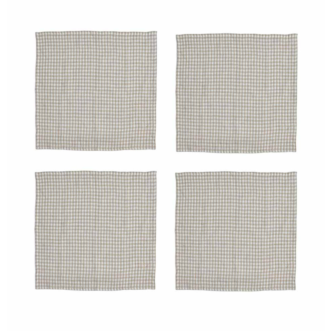 Natural gingham linen napkins - set of 4.