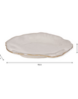 Organic white side plate product image with dimensions.