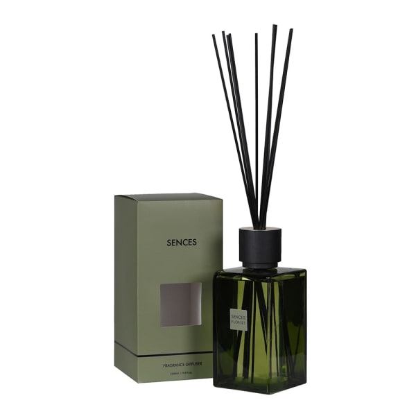 Green florist Sences reed diffuser with presentation box.