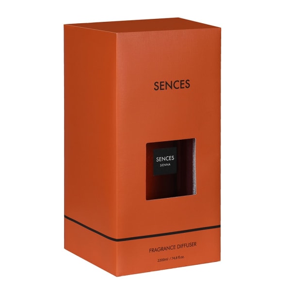 Orange sienna Sences reed diffuser in presentation box.