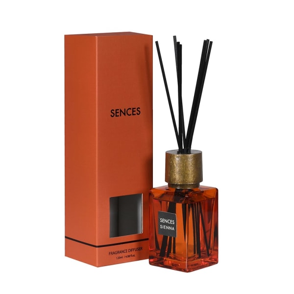 Sences red sienna mini reed diffuser with presentation box.