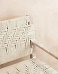 The rope detailing on the back rest of the the Lulworth Rustic Wooden Armchair